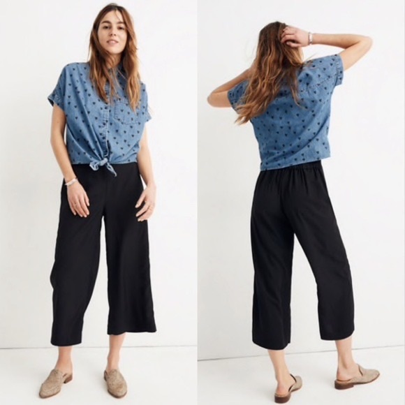 Madewell Pull On Black Culottes - Picture 1 of 3